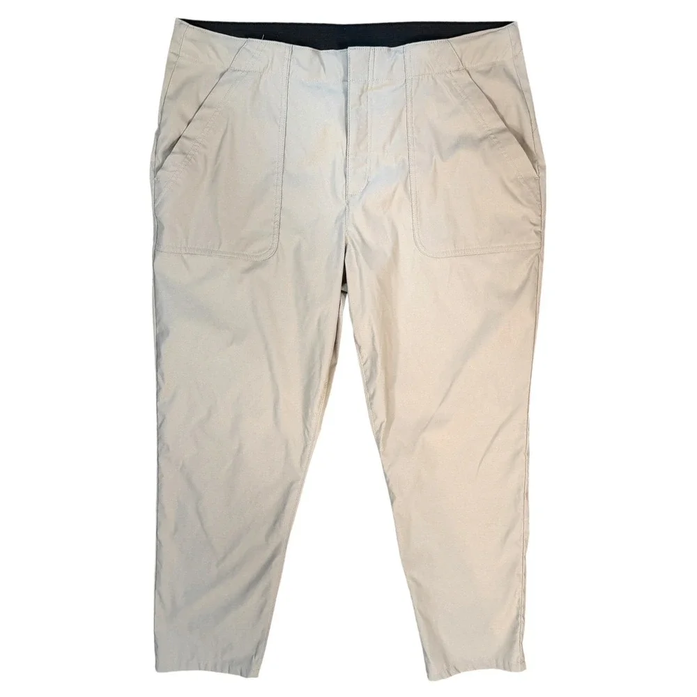 Eddie Bauer Horizon Straight Ankle Pant Womens 16 Tan Khaki Hiking Outdoor